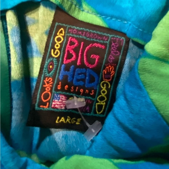 Big Hed Vintage Blue And Green Hawaiian Dress Size Large B22 - Picture 4 of 4